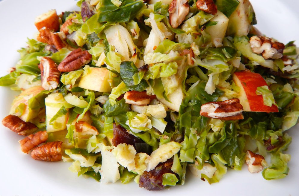 Brussels Sprouts Salad with Apples & Pecans