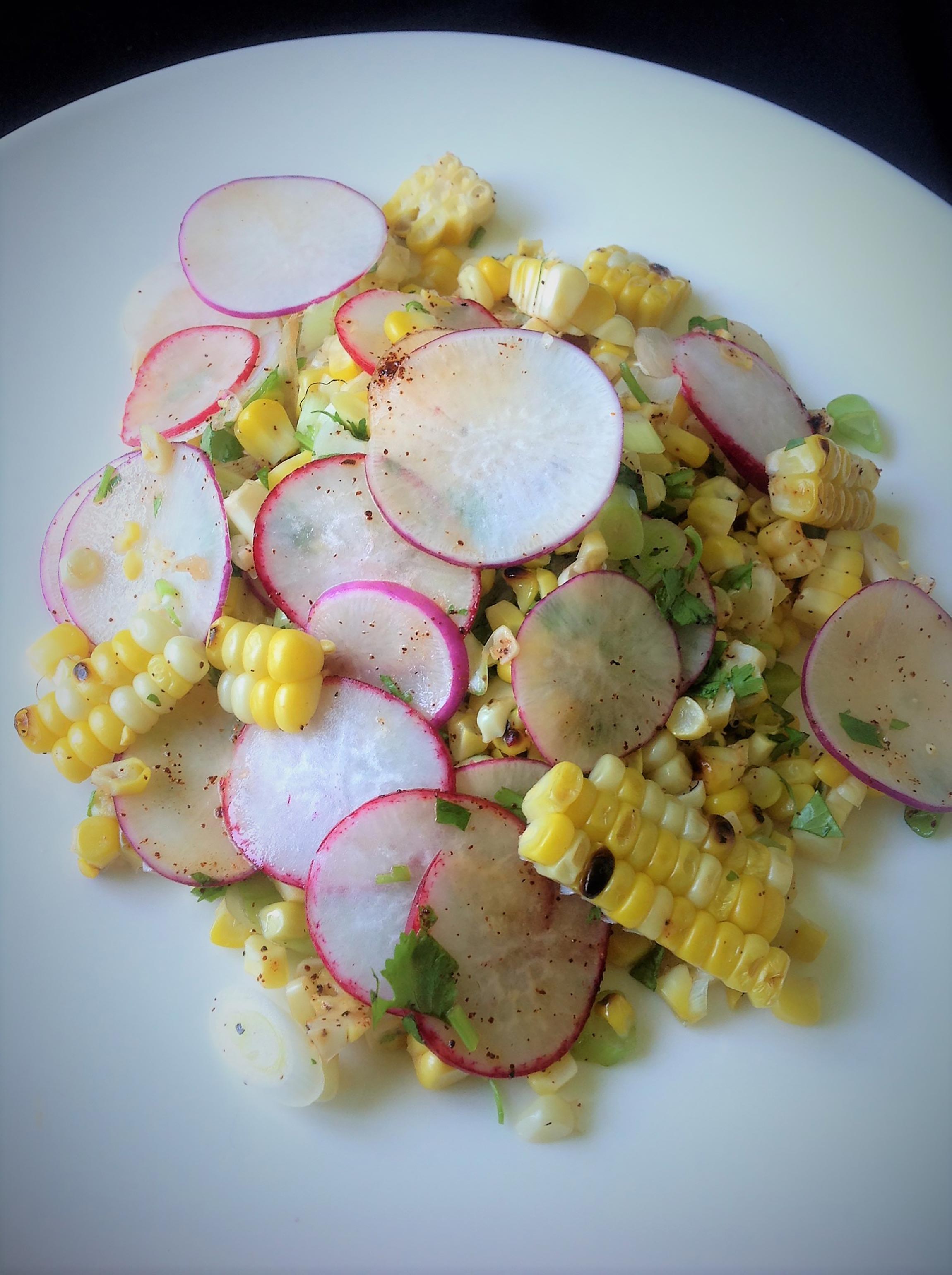 Grilled Corn and Radish Salad