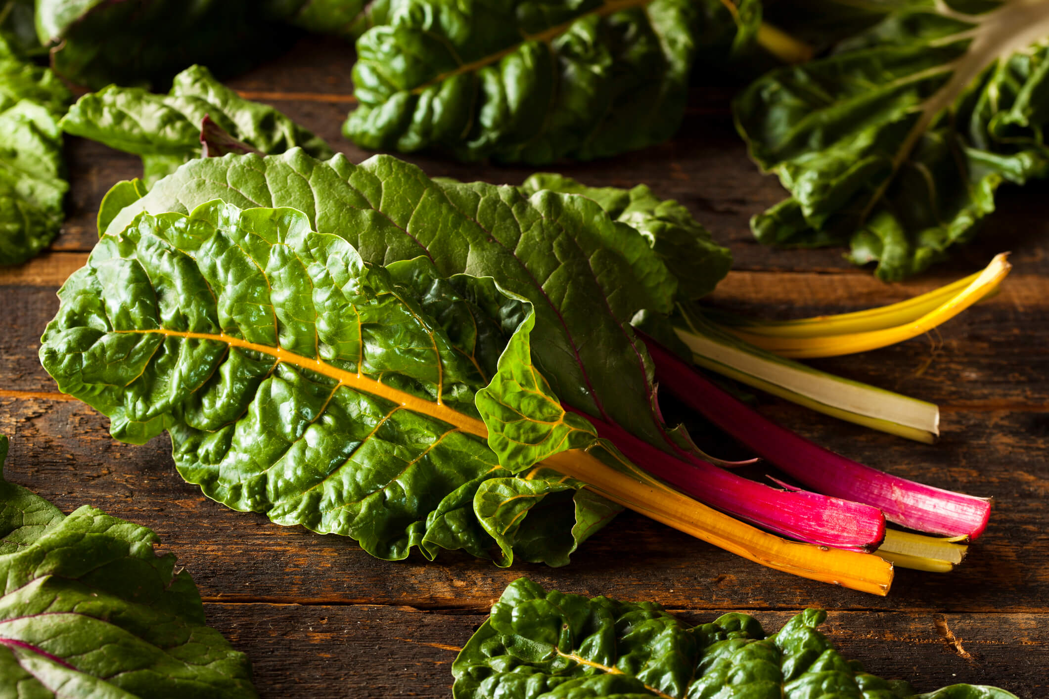 Spring vegetables and fruits: rainbow chard