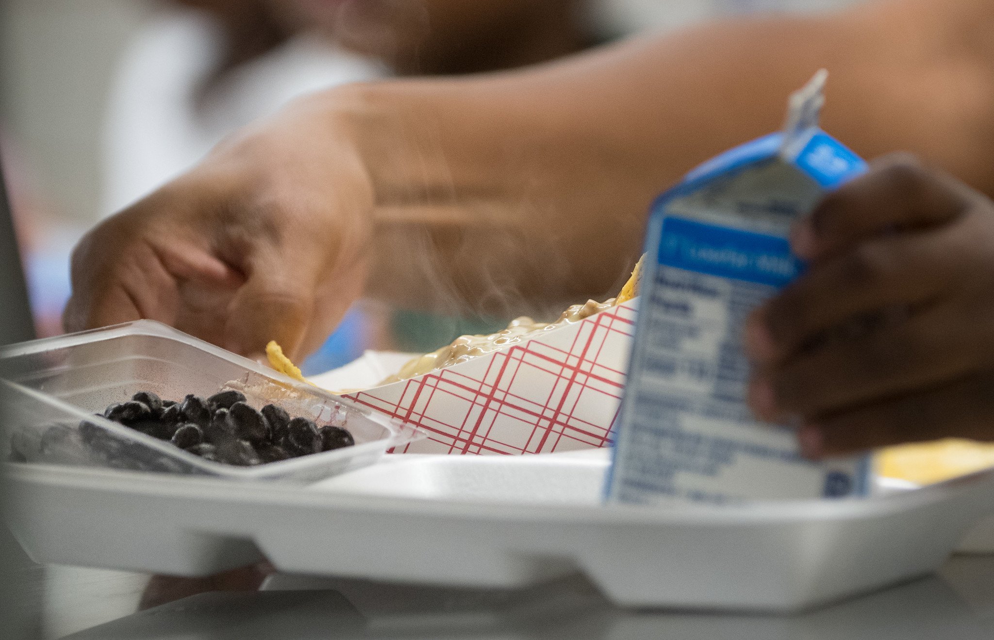 A tray of school lunch