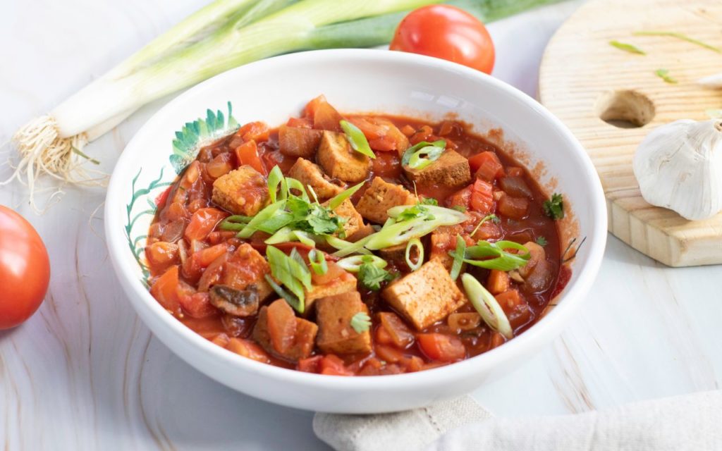 Air Fried Tofu with Tomatoes (Đậu hũ sốt cà)