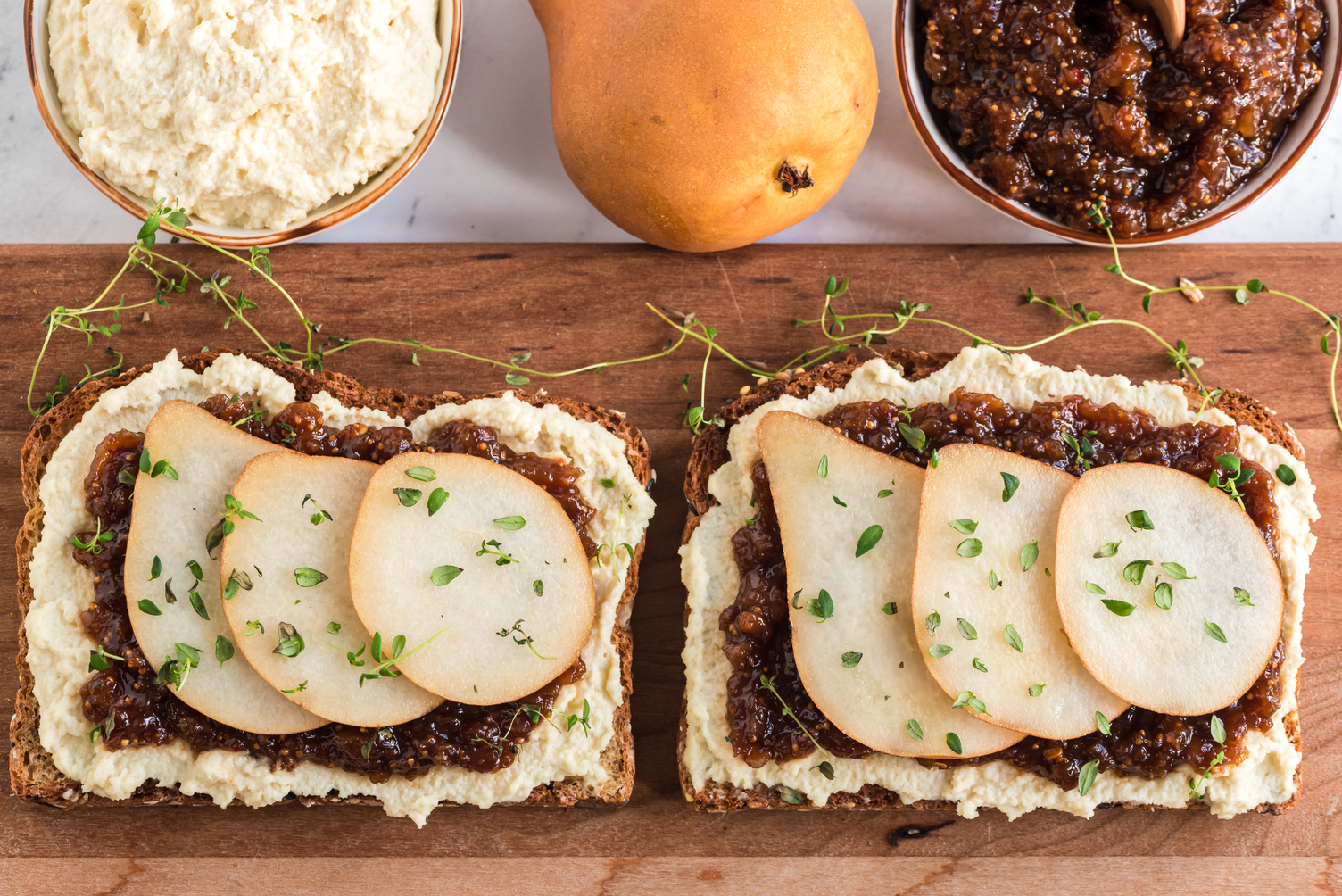 Almond Ricotta Pear Toast with Balsamic Fig Jam