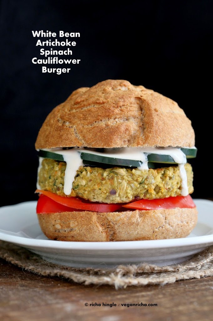 Artichoke Spinach Cauliflower Bean Burger