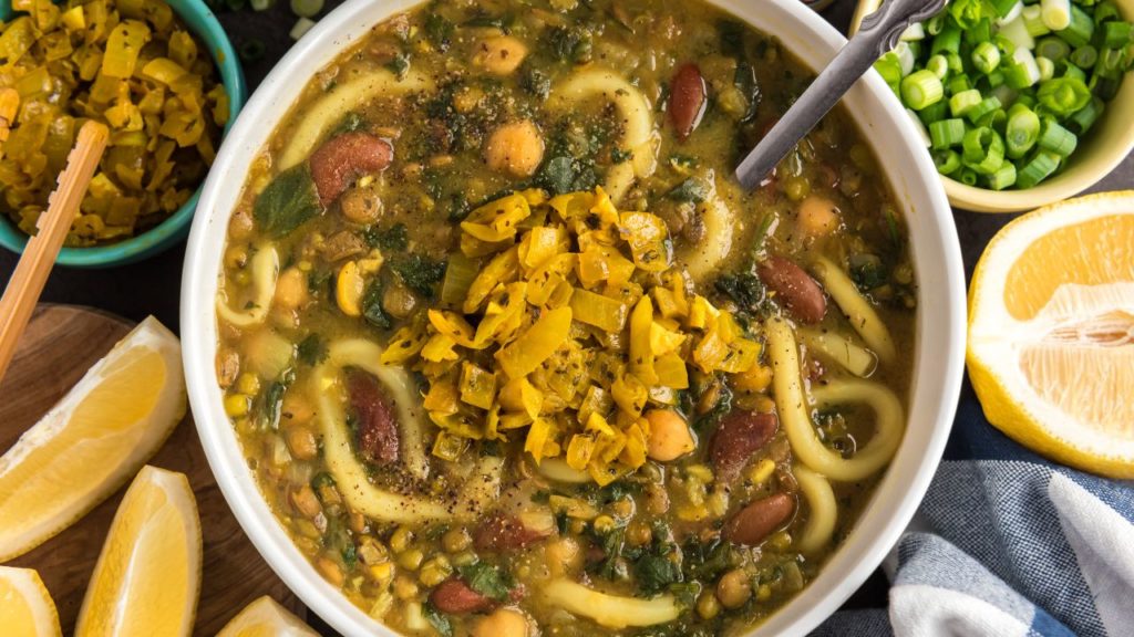 Ash Reshteh (Persian Noodle Soup with Greens and Beans)