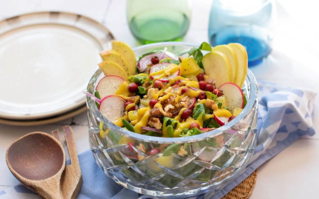 Autumn Orchard Watercress Salad With Sweet Mustard Dressing