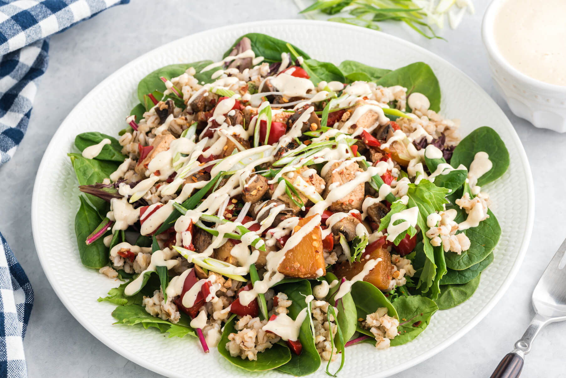 Barley Salad with Tofu, Mushrooms and Pineapple