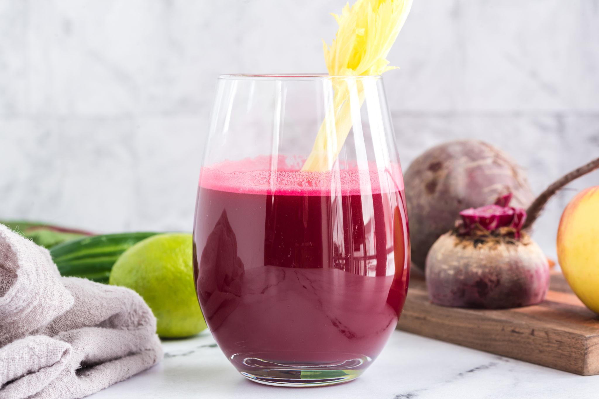 Beet Carrot Turmeric Juice on a countertop