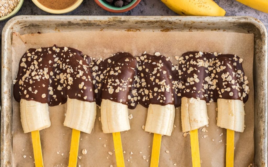 Chocolate Almond Butter Banana Popsicles