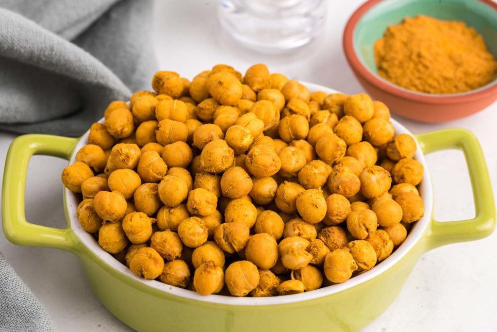 crunchy curried chickpeas in dish
