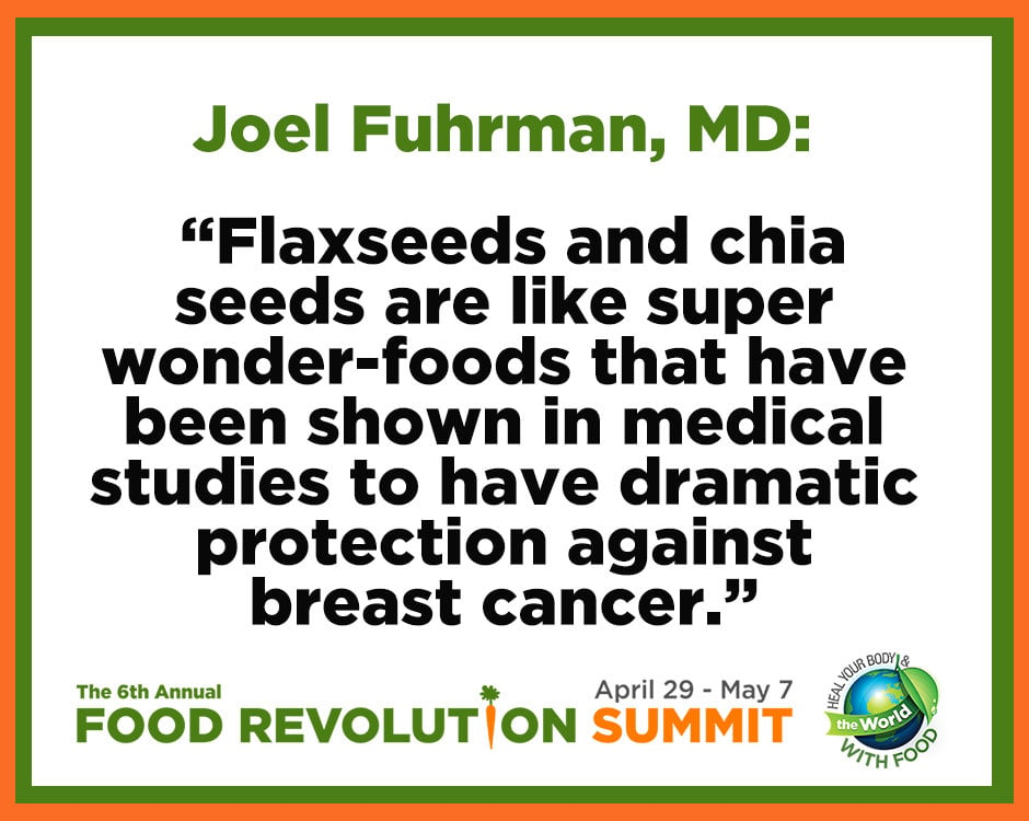 Quote about breast cancer by Joel Fuhrman, MD, during the Food Revolution Summit