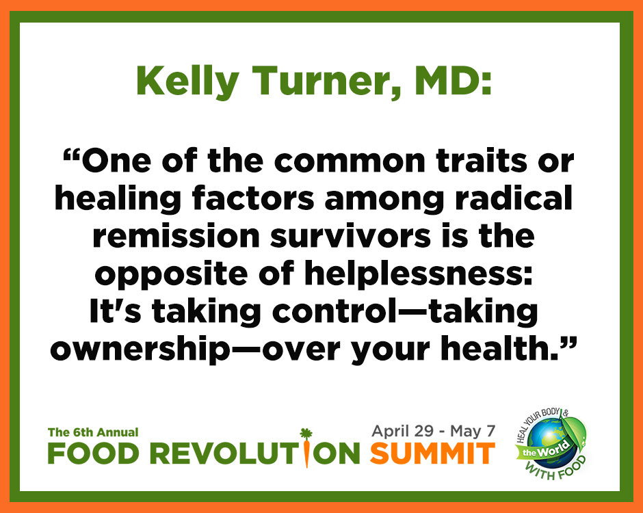 Quote about healing from Kelly Turner, MD, during the Food Revolution Summit