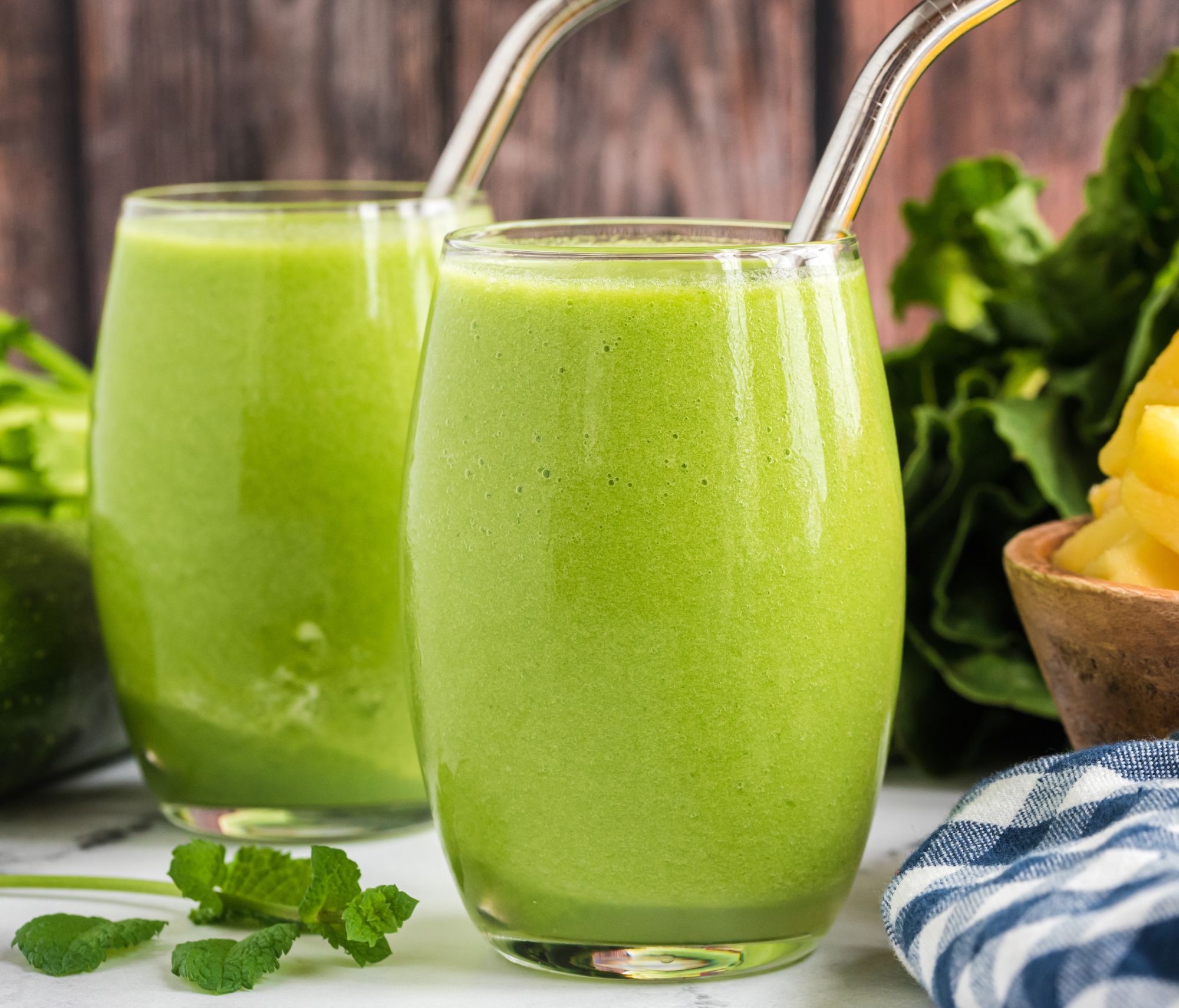 Farmers Market Smoothie displayed around fruits and vegetables