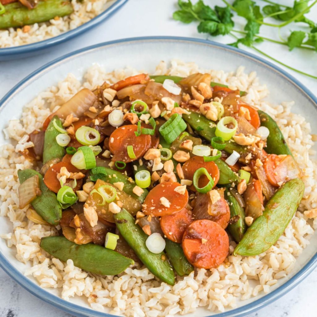 ginger stir-fry snow peas and carrots