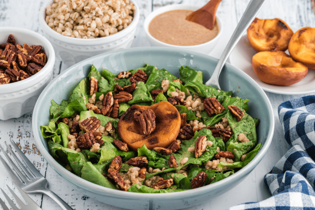 Gut health recipes: Grilled Peach and Barley Salad