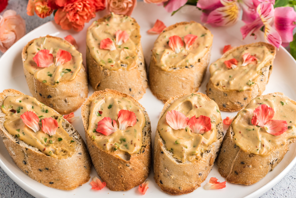 Hibiscus Herbed Cheese Crostini