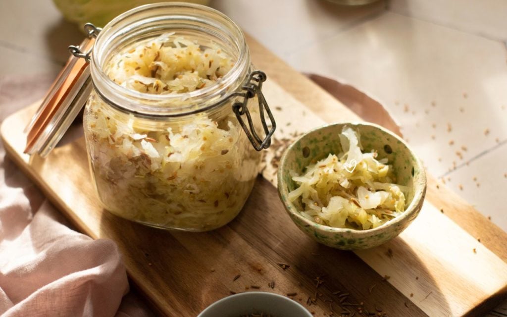 Green cabbage sauerkraut