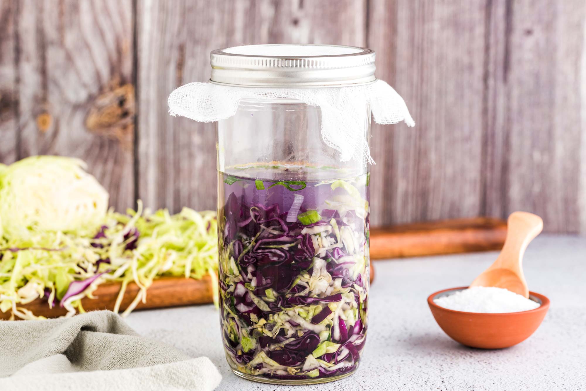 homemade kimchi in jar