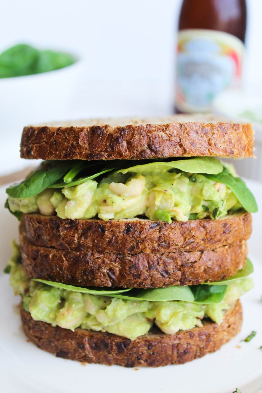 Healthy Lunch Recipes: Smashed White Bean, Basil, and Avocado Sandwich