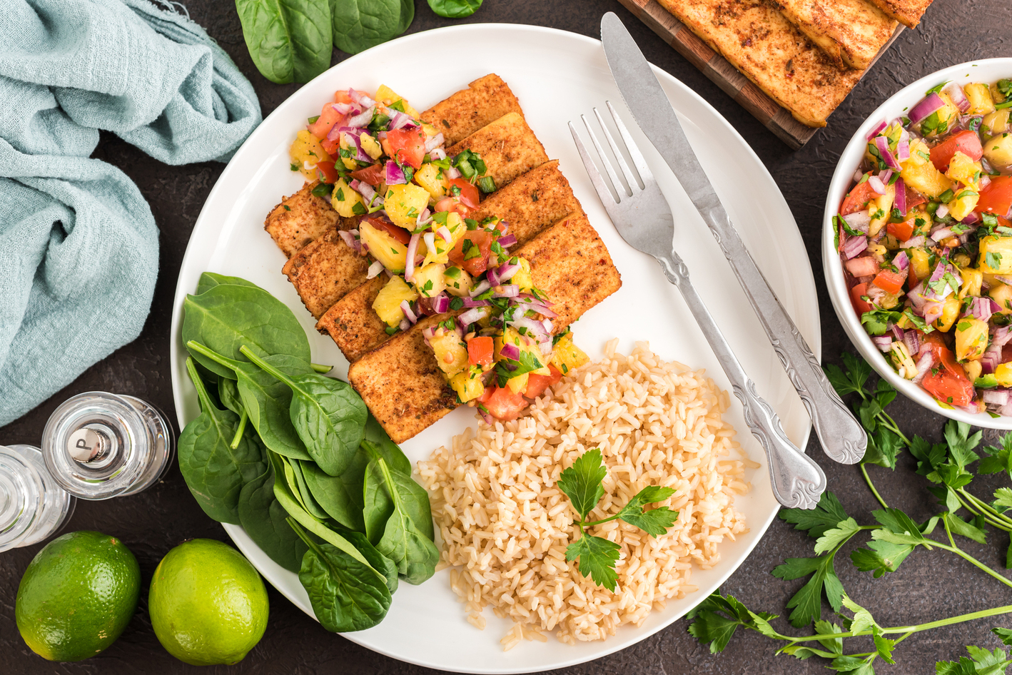 Jamaican Jerk Tofu with Pineapple Salsa