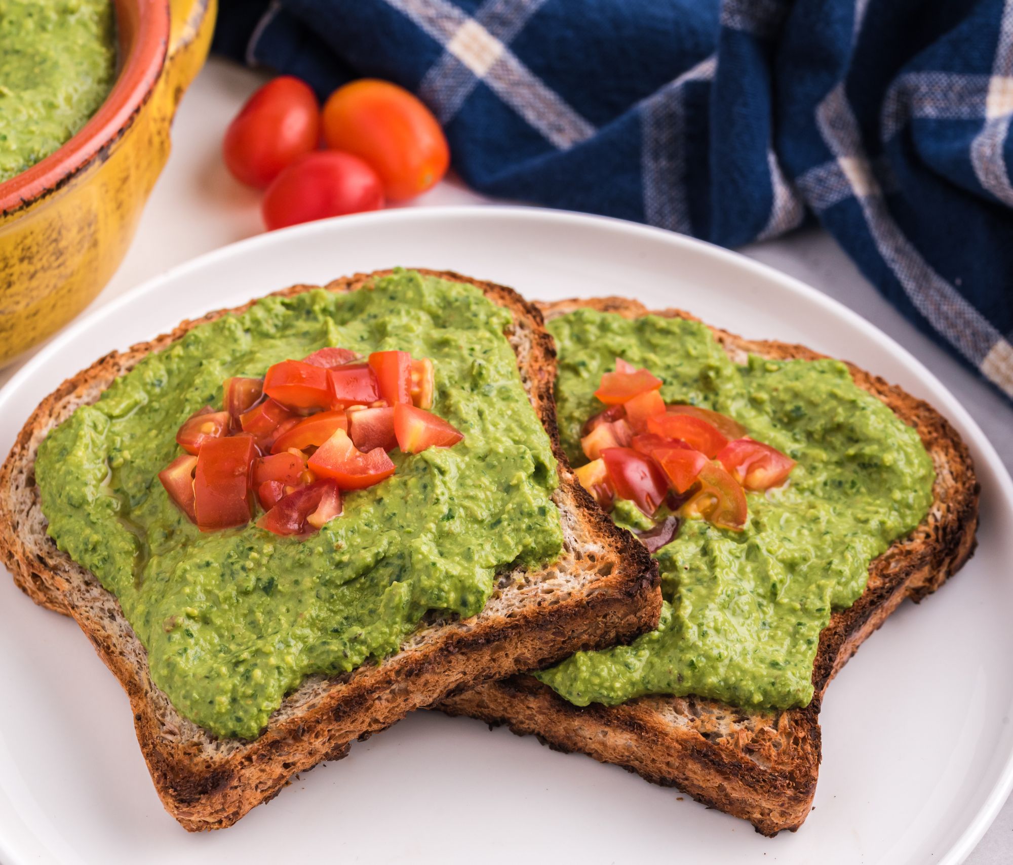 Kale Walnut Basil Pesto on a white plate