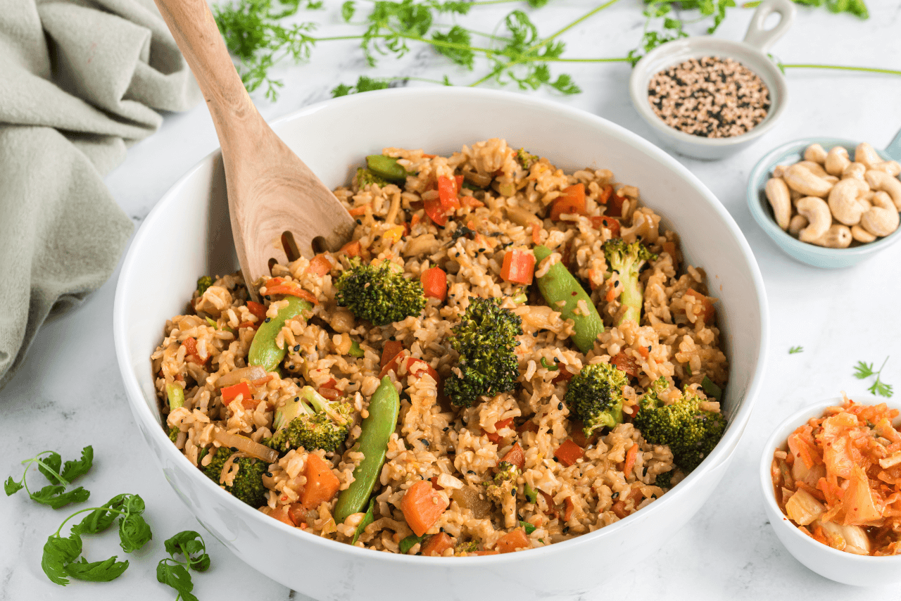 Gut health recipes: Kimchi Fried Rice and Veggies