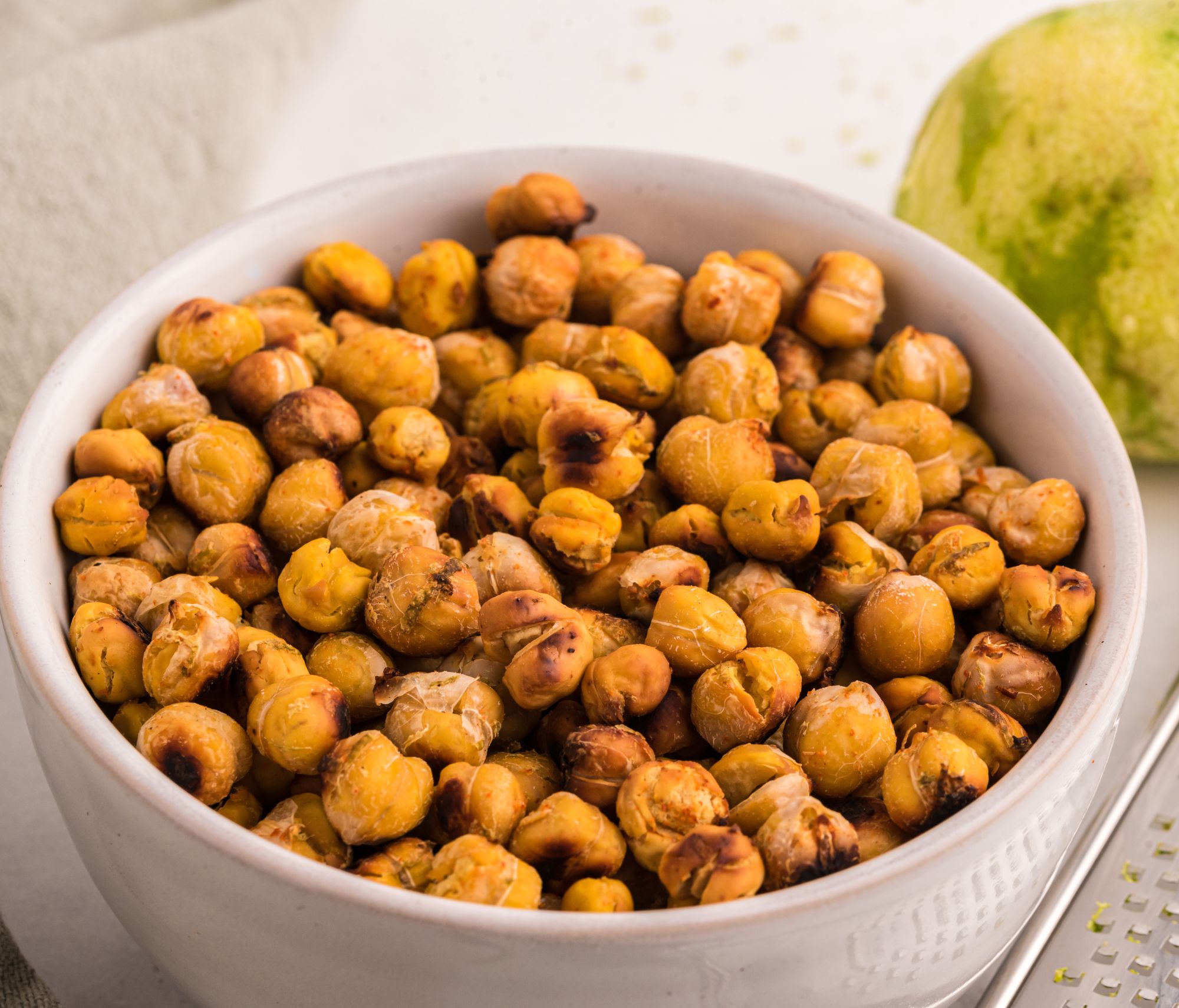 Lime-Zested Crunchy Chickpeas in a bowl