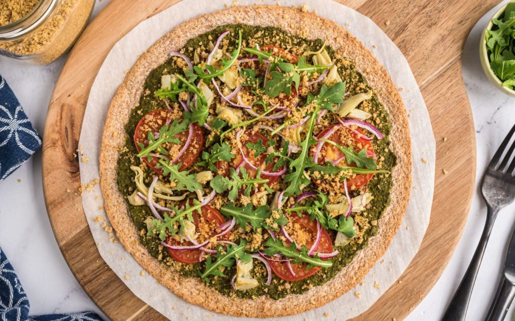 Mighty Green Tortilla Pesto Pizza