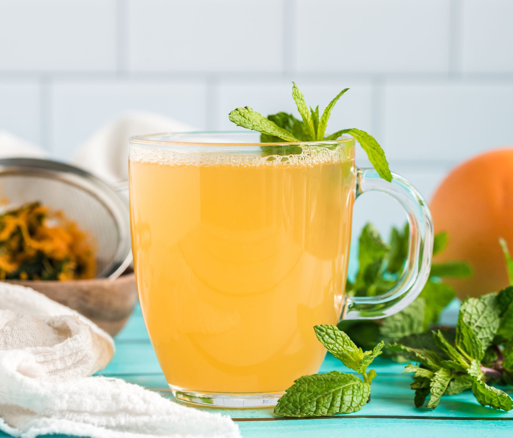 Minty Grapefruit Tea on a countertop