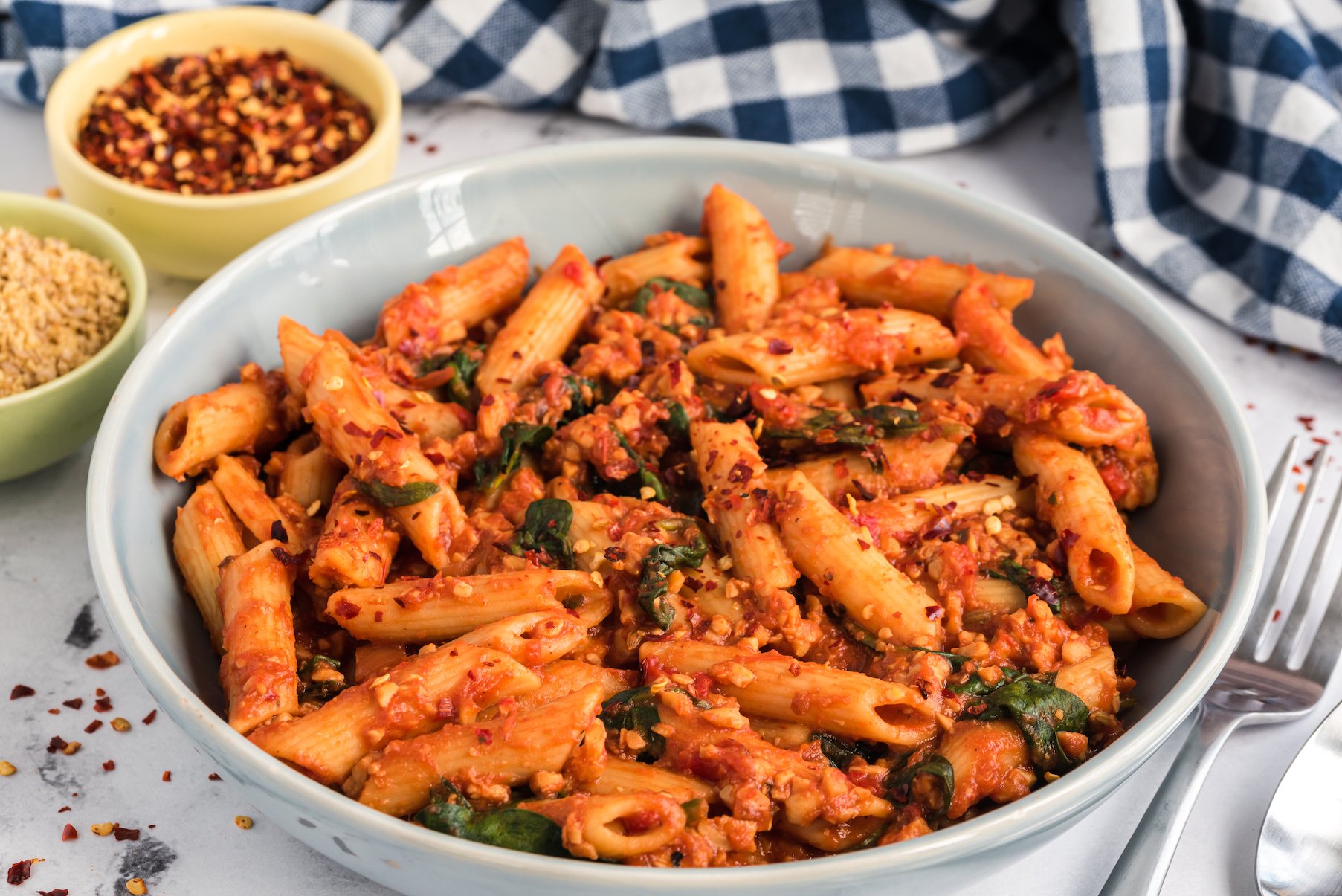 One Pot Tempeh Sausage Pasta