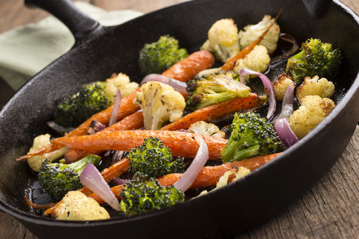 Vegetables in a skillet