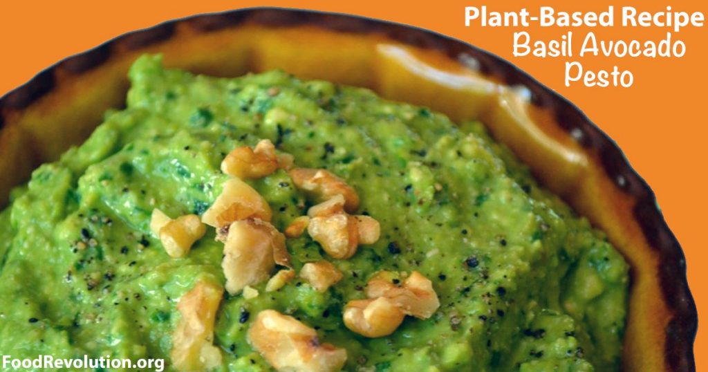 Plant-based recipe for basil avocado pesto