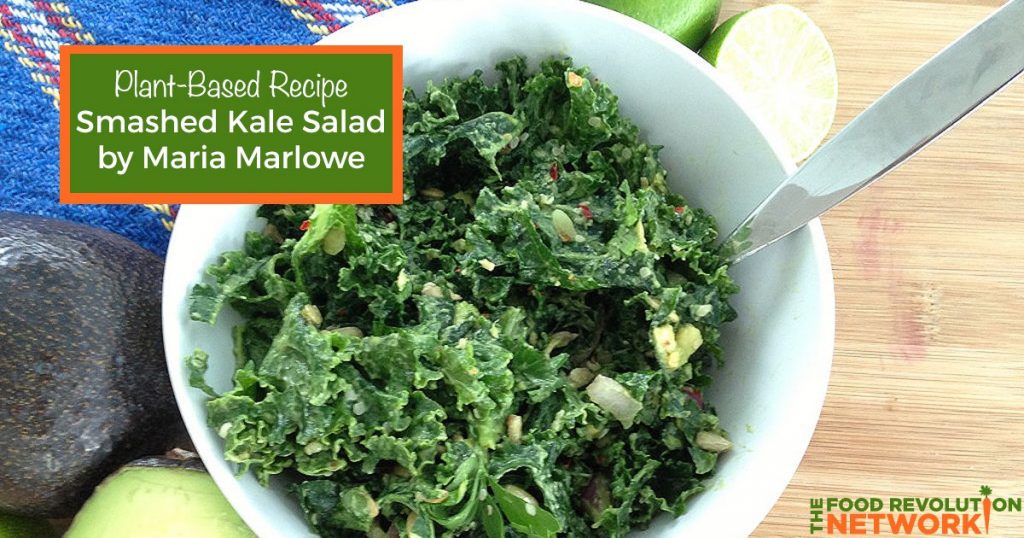 Plant-based recipe for smashed kale salad