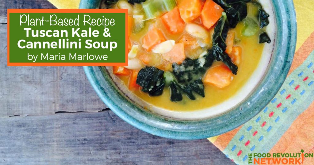 Plant-based recipe for Tuscan kale soup