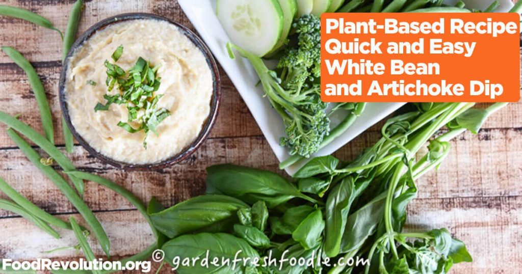 Plant-based recipe for white bean and artichoke dip