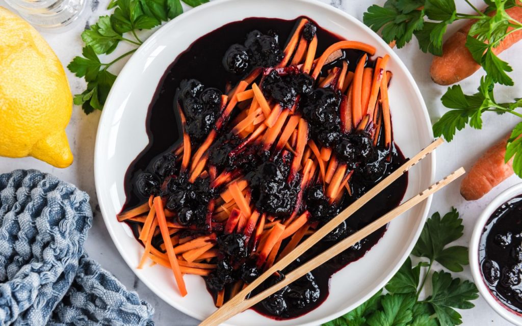 Roasted Carrots with Blueberry Balsamic Reduction Recipe