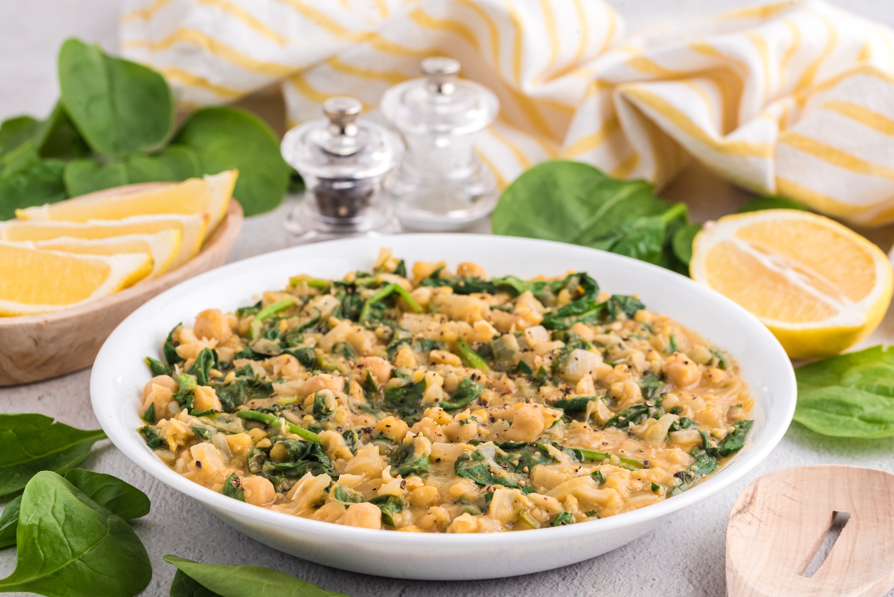 savory chickpeas and spinach