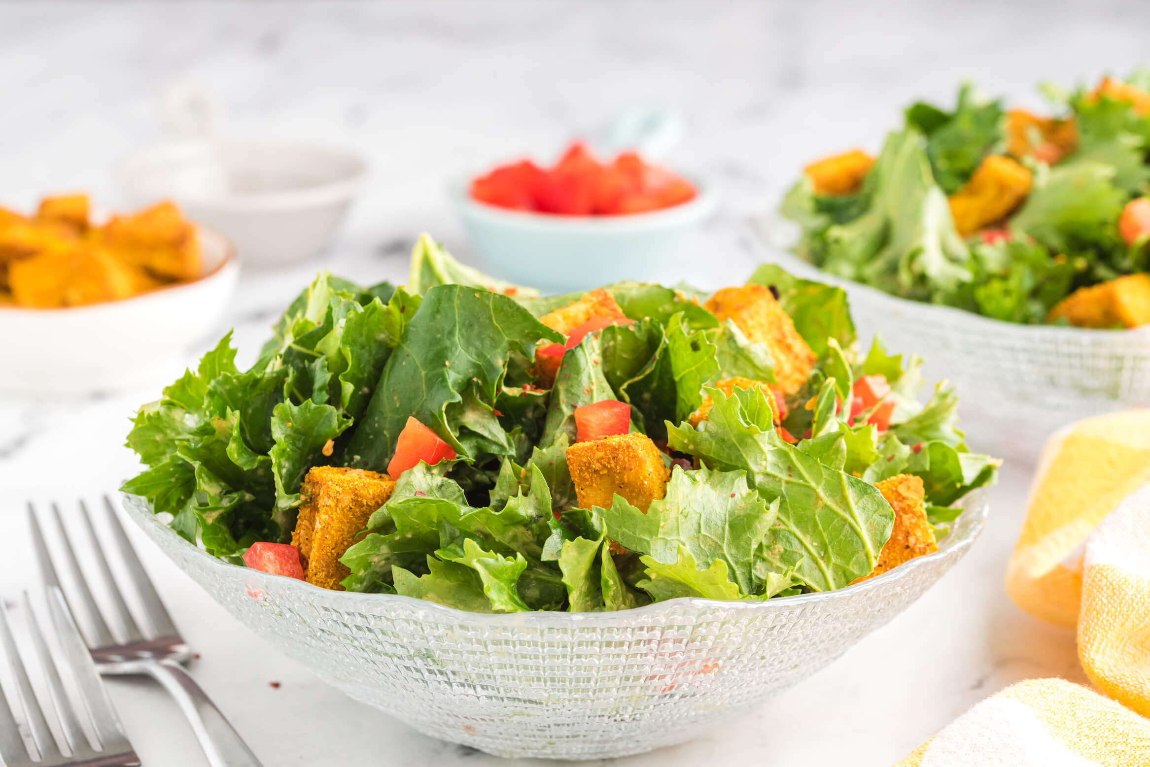 smoky and cheesy kale salad