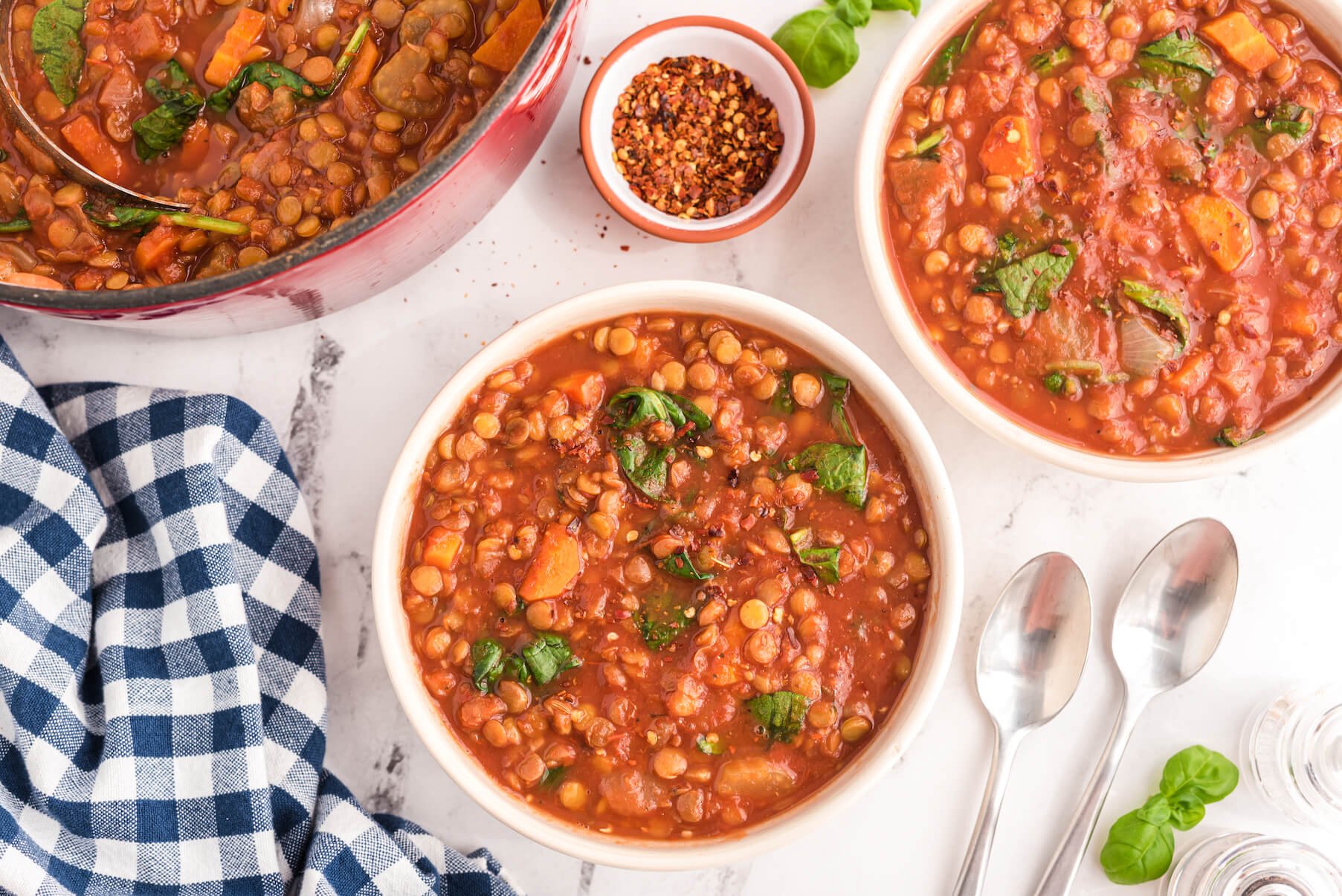 Spicy Spinach Lentil Soup