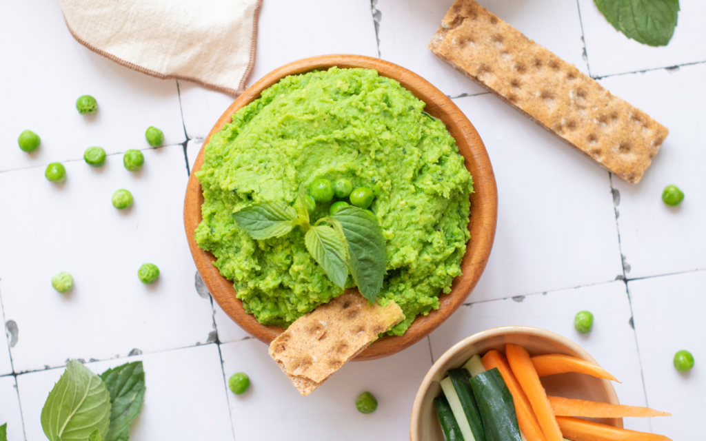 Sweet Pea and Avocado Dip in bowl