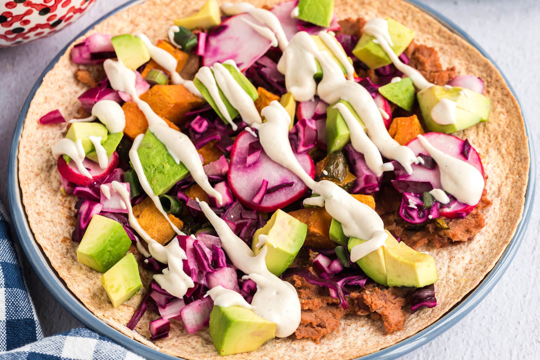 tostadas with sweet potato and peppers