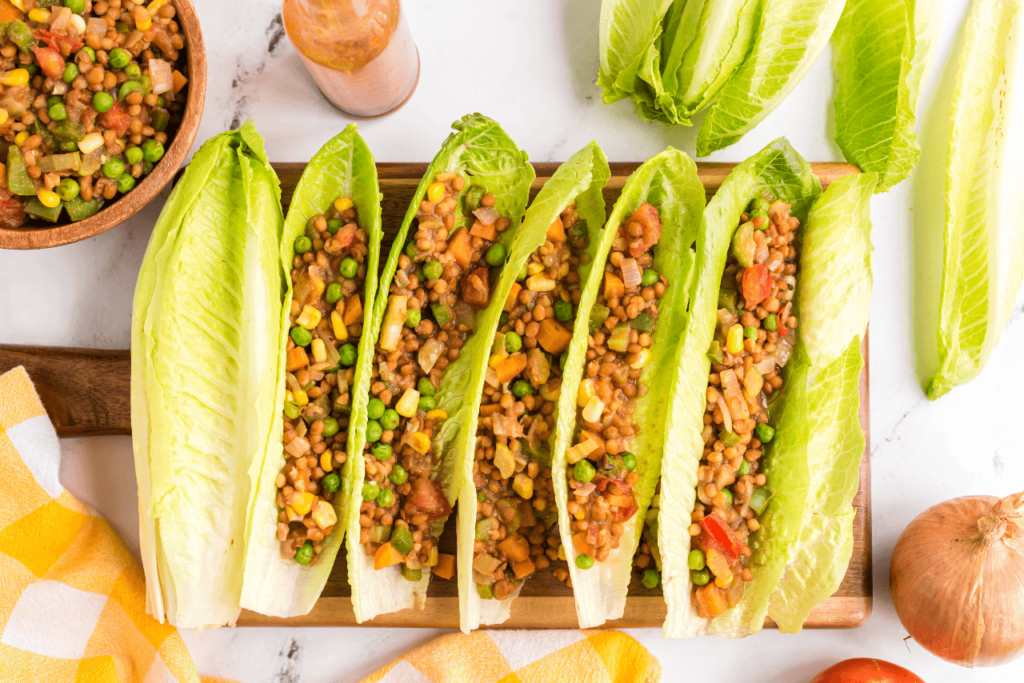 Vegan Mince Lettuce Tacos