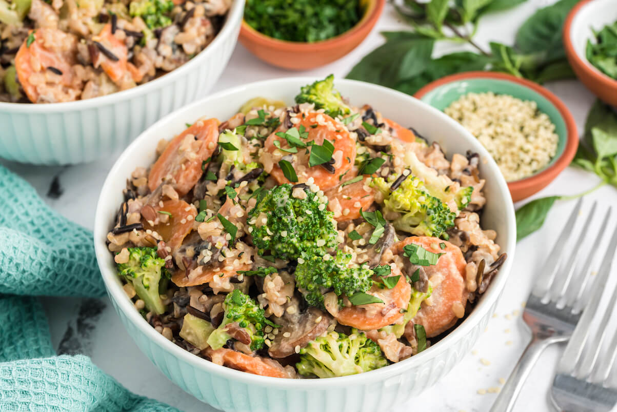 Wild Rice, Mushroom, and Baby Broccoli Salad