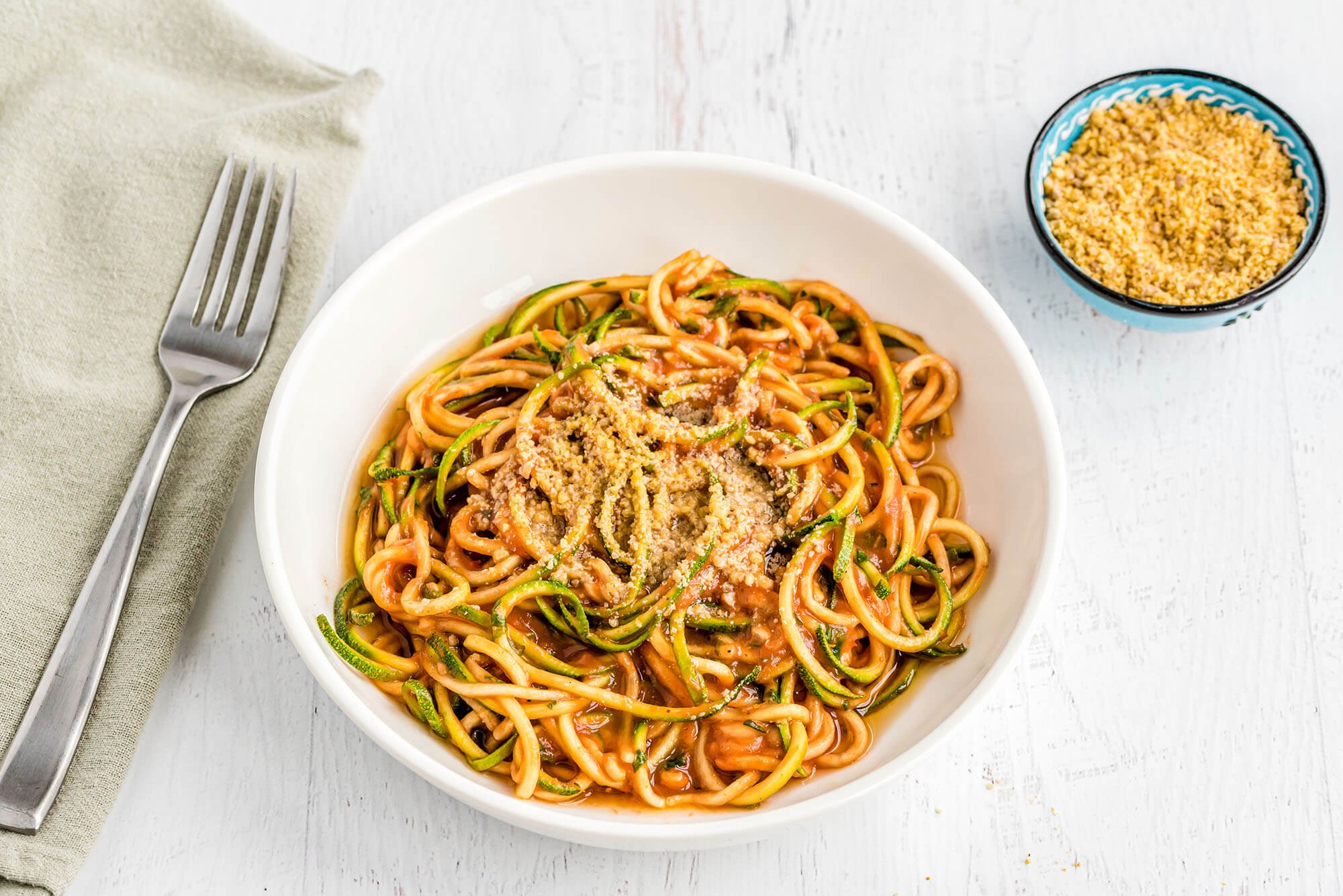 Zucchini Noodles with Raw Marinara Sauce