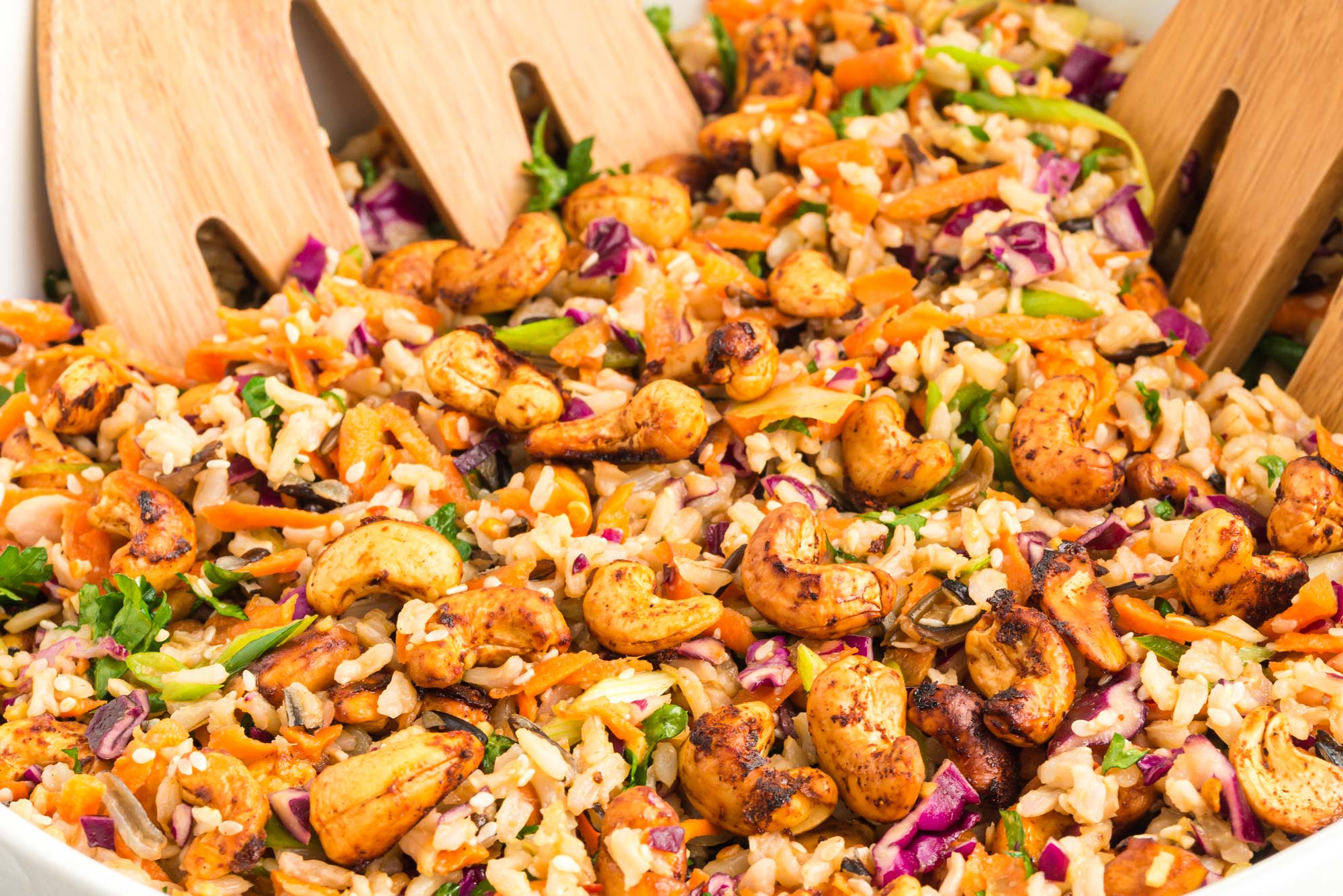 Asian Black Rice Salad with Chili-Spiced Roasted Cashews