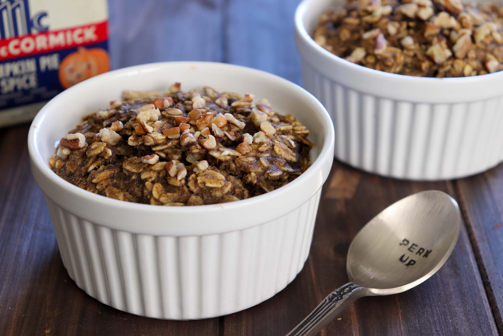 baked pumpkin oatmeal in ramekins