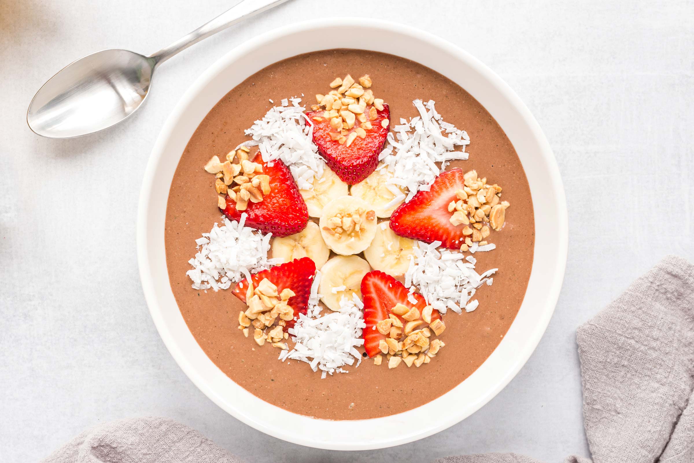 Banana split dairy free chocolate smoothie bowl