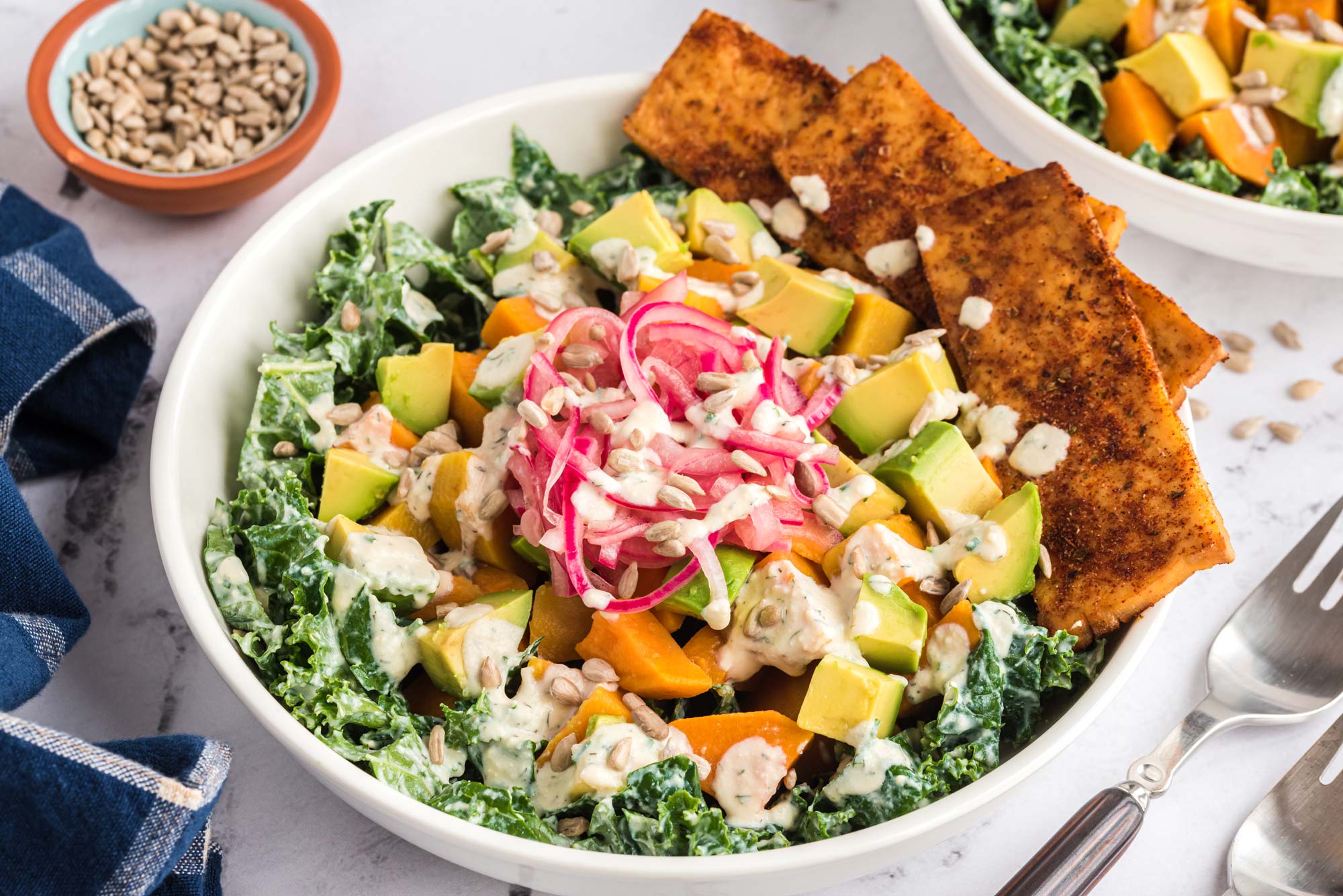 blackened tempeh and sweet potato bowl