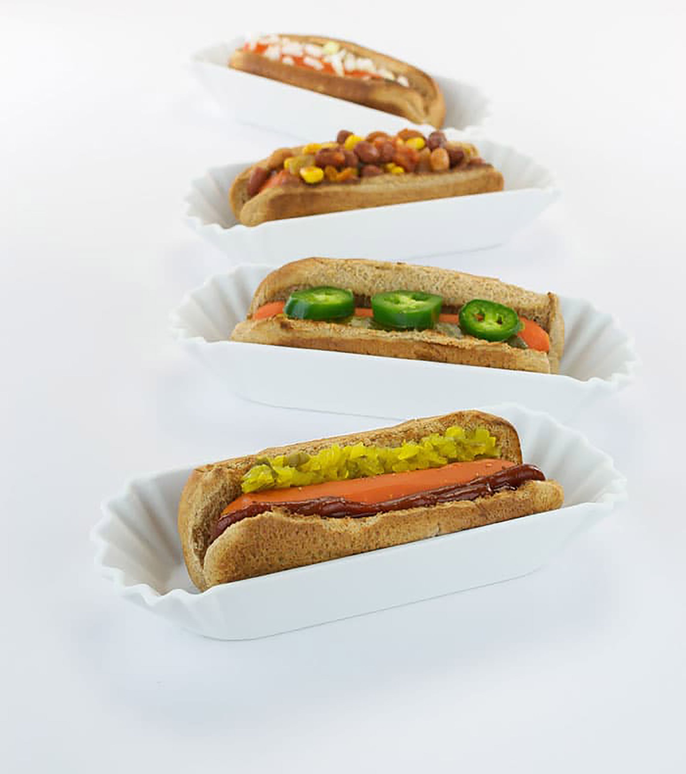 carrot dogs in serving dishes