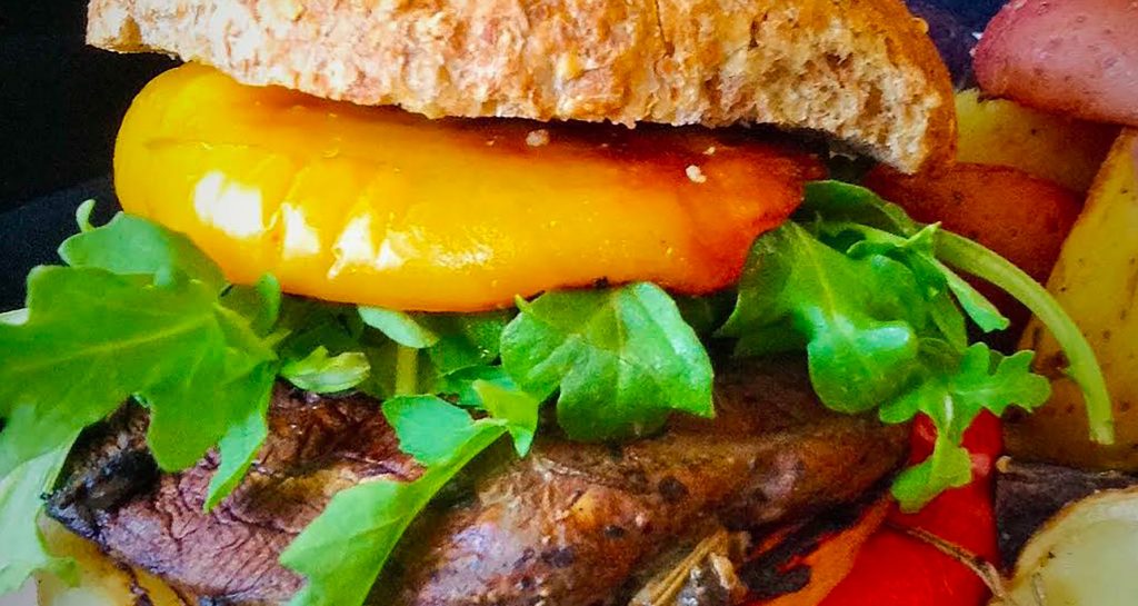 portobello mushroom burger closeup