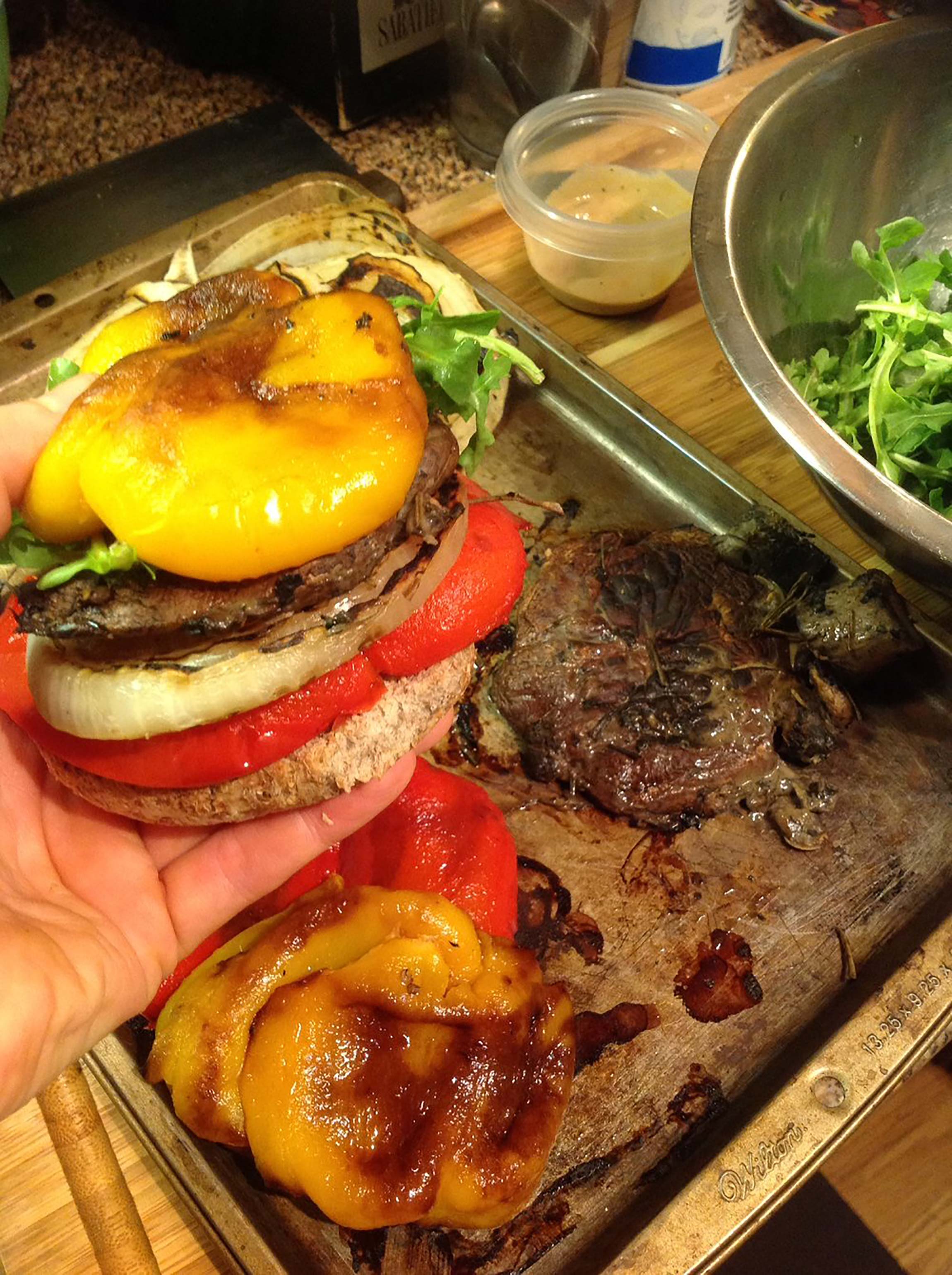 preparation image of portobello mushroom burger